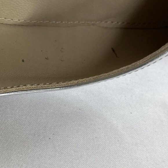 Theory Women’s Micro Slingback Metallic Pointed Toe Kitten Heel Pumps – Silver - Picture 4 of 8